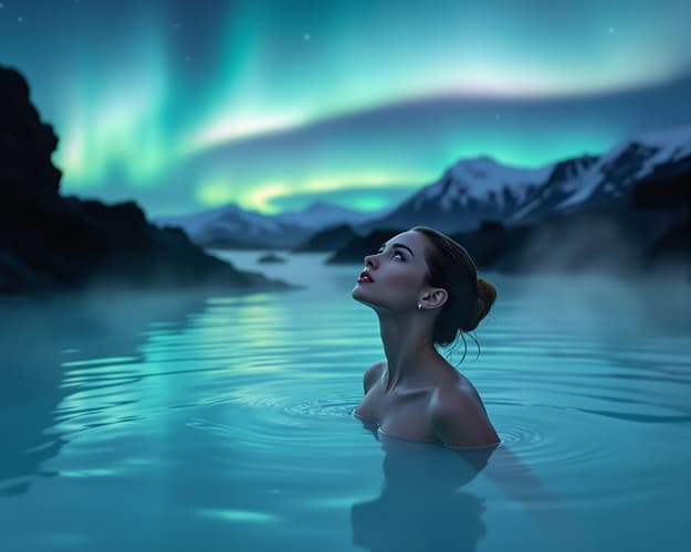 Image - Iceland | Thermal Baths under the Northern Lights