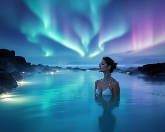 Image - Iceland | Thermal Baths under the Northern Lights