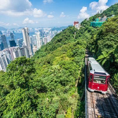 Il centenario Peak Tram per raggiungere la cima di Victoria Peak - Hong Kong