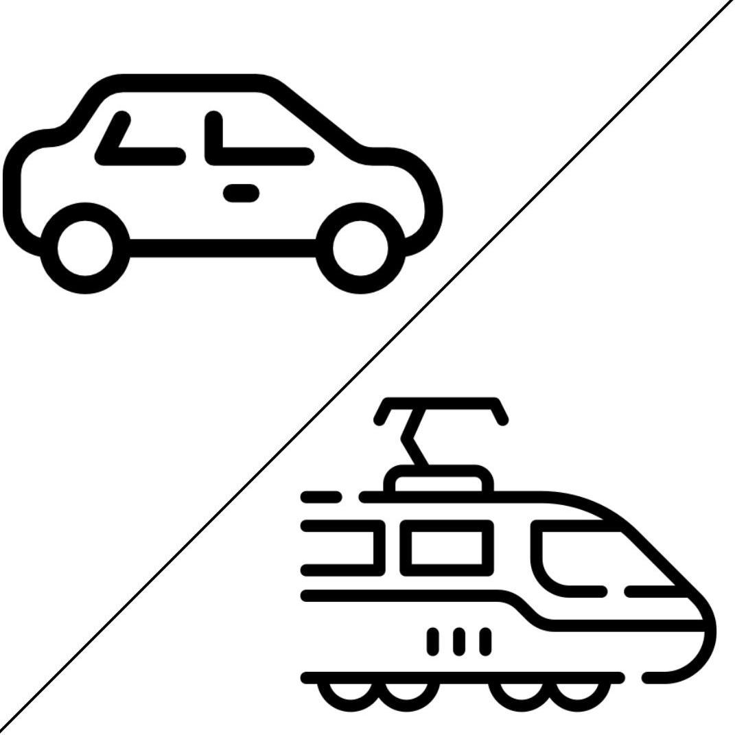 Zugfahrt & privater Transfer (ohne Guide) - ab/bis Hotel 