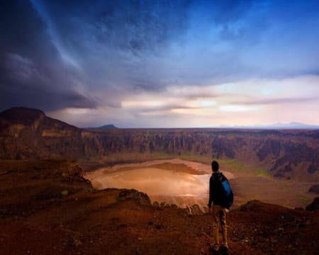 Hiking across Al Wahbah Crater