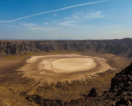Adventure of exploring the crater of Al Wahba volcano