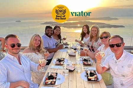 Santorini Wine Adventure with 12 Wine Tastings, Tapas and Sunset