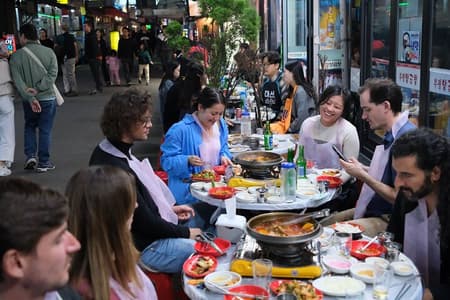 Korean BBQ with People in Busan