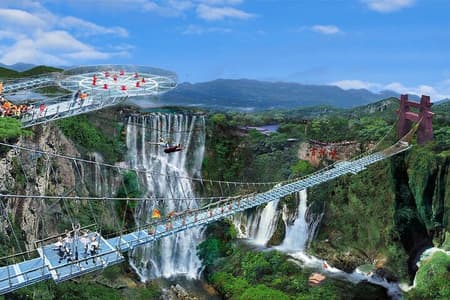Gulong Gorge Skywalk Glass Bridge and Waterfall View Tour
