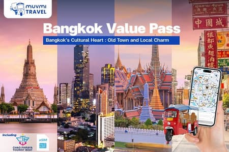 Bangkok Combo : Tuk Tuk App Pass, Chao Phraya Boat & E-sim