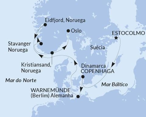 CRUZEIRO NORTE DA EUROPA E FIORDES  + CAPITAIS DA ESCANDINÁVIA