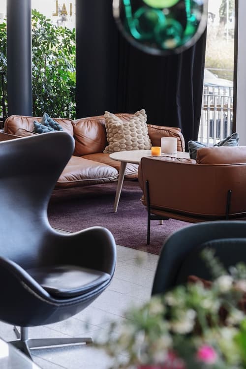 Clarion Hotel Sign, Lobby sitting area