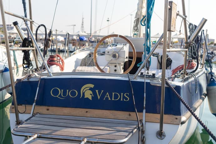 Quo Vadis Yacht in Bisceglie Harbor, 