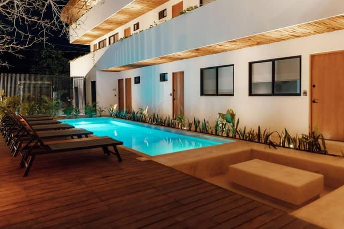 Cozy apartment with pool in Bacalar Center, 