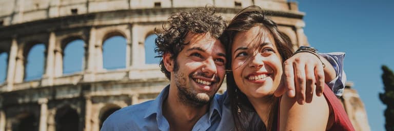 Imagem - Um cenário feliz com o Coliseu romano ao fundo